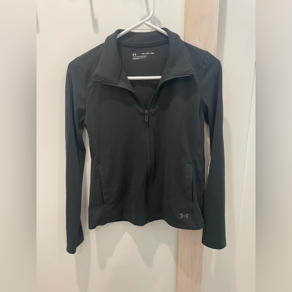 Under Armour YXL Black Full-Zip Jacket Fitted Workout Top